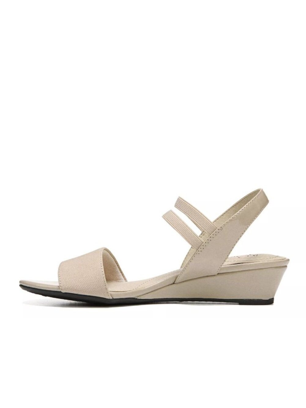 LifeStride Size 9M Sandals Wedge Open Toe Beige Elastic Comfort Straps Shoes - Picture 3 of 8